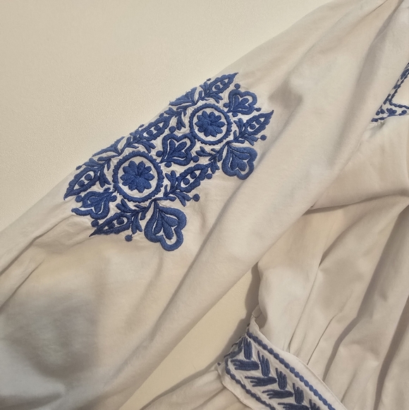 Shoshanna Leilani Dress Cotton Hourglass V-neck 3/4 sleeves Size 12 - Picture 6 of 13